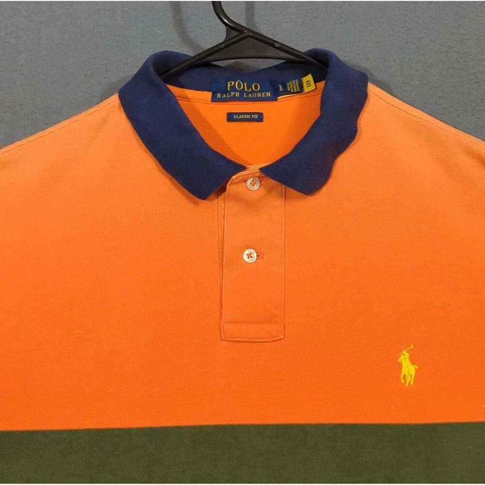 Polo Ralph Lauren Shirt Men's L Multicolor Ombre Classic Fit Short Sleeve Polo